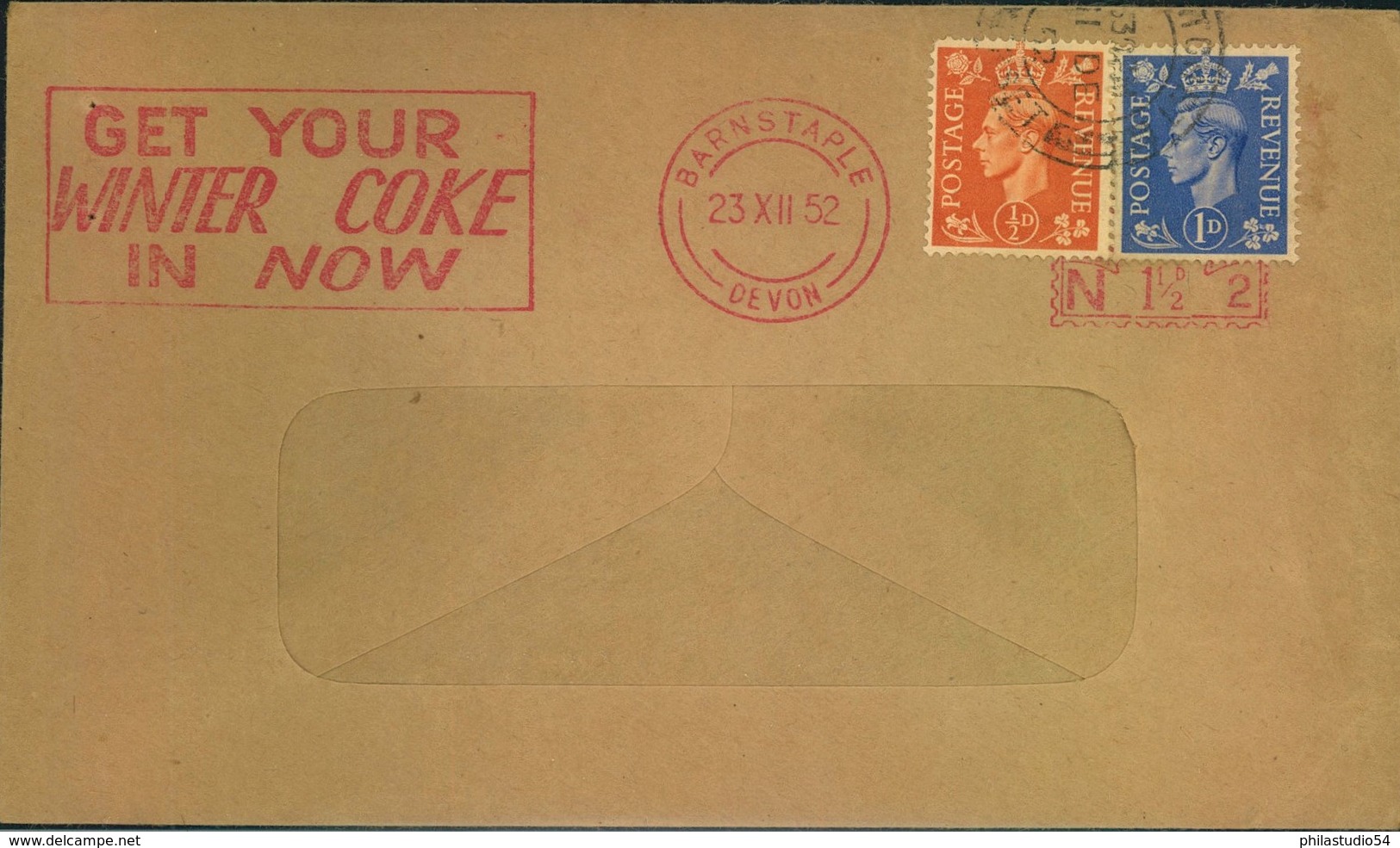 1952, Cover Showing Meter Mark "Get Your Winter Coke Now!" - Coal, Charbon, Kohle - Other & Unclassified