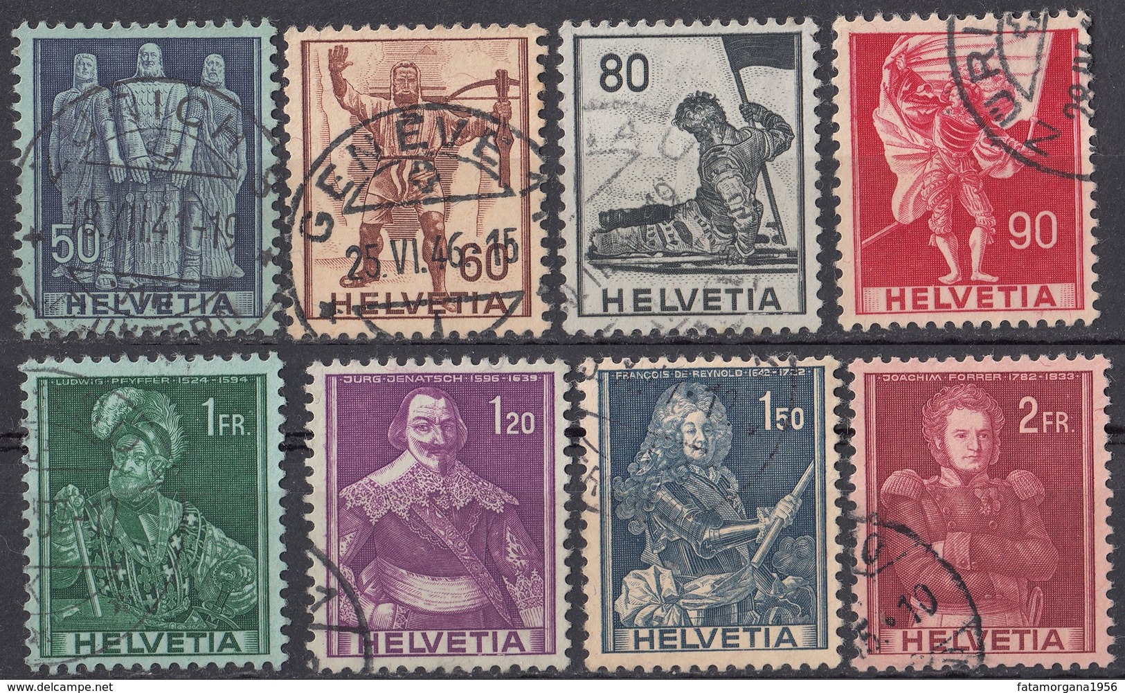 HELVETIA - SUISSE - SVIZZERA - 1941 -  Lotto Di 8 Valori Usati: Yvert 358, 359 E 361/366. - Usati