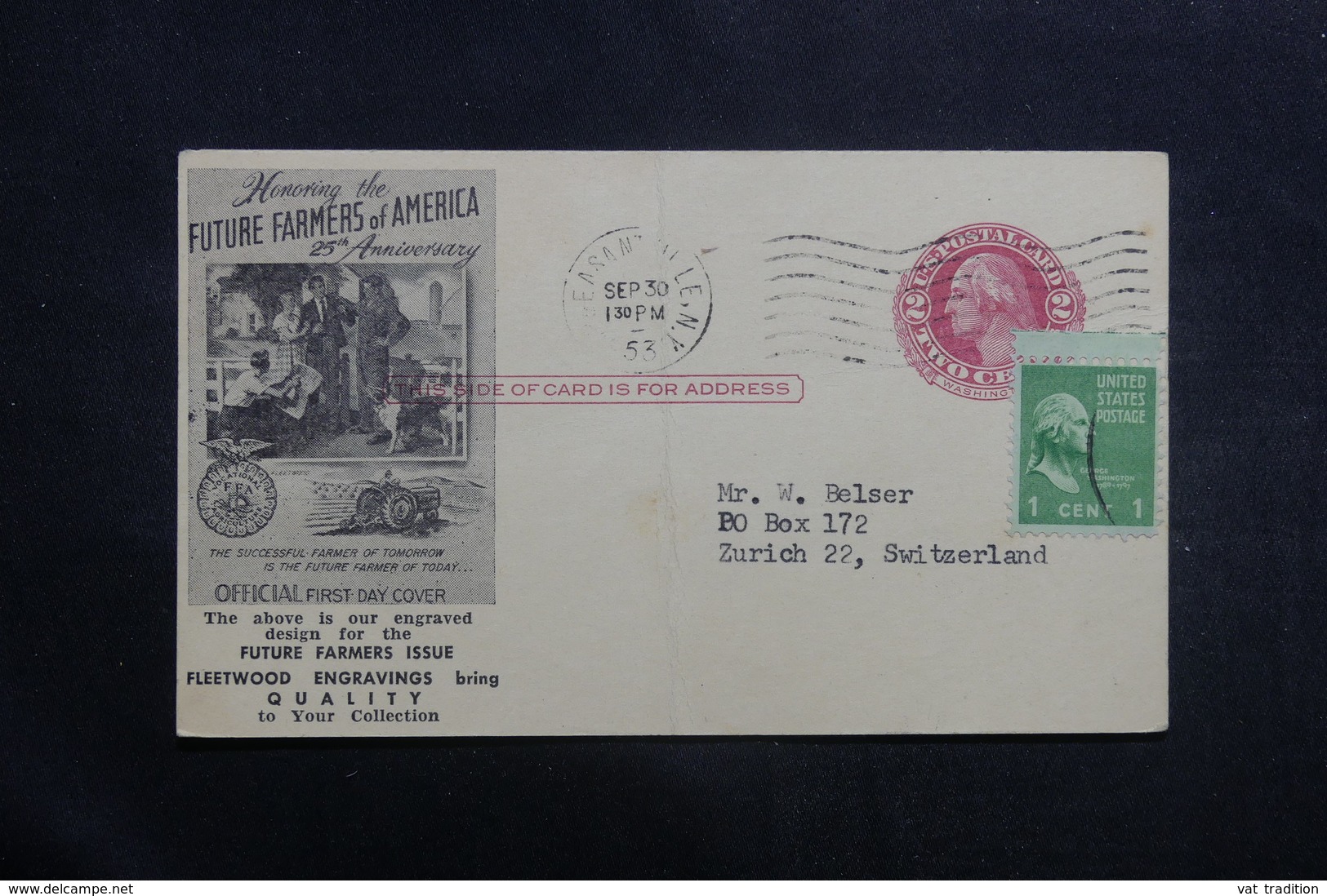 ETATS UNIS - Entier Postal Commerciale + Complément De Pleasantville Pour La Suisse En 1953 - L 40023 - 1941-60