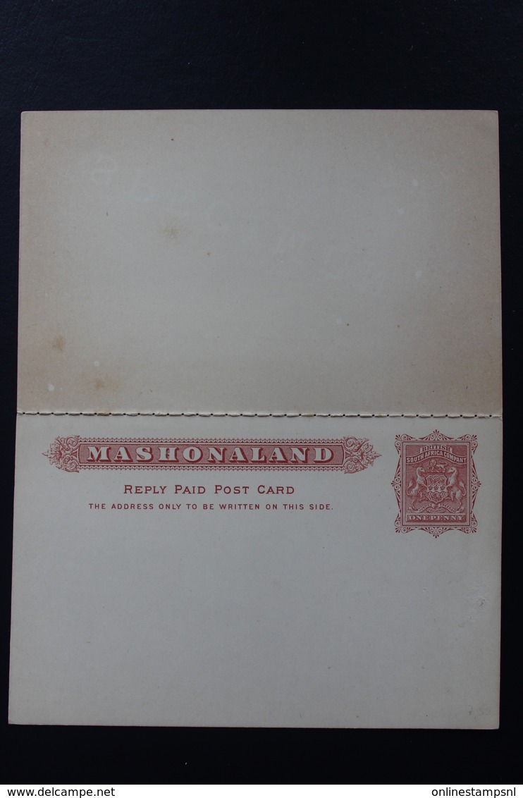 RHODESIA MASHONALAND PAID ANSWER POSTCARD (BSAC) HG 7 NOT USED - Altri & Non Classificati