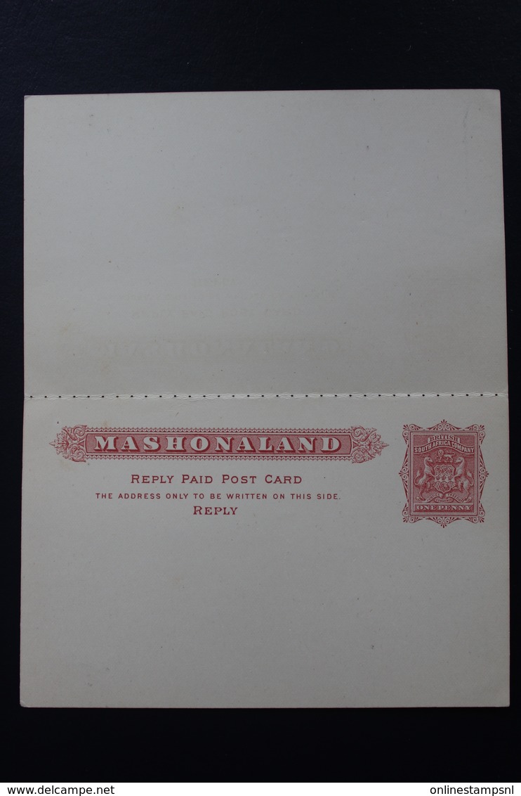 RHODESIA MASHONALAND PAID ANSWER POSTCARD (BSAC) HG 7 NOT USED - Andere & Zonder Classificatie