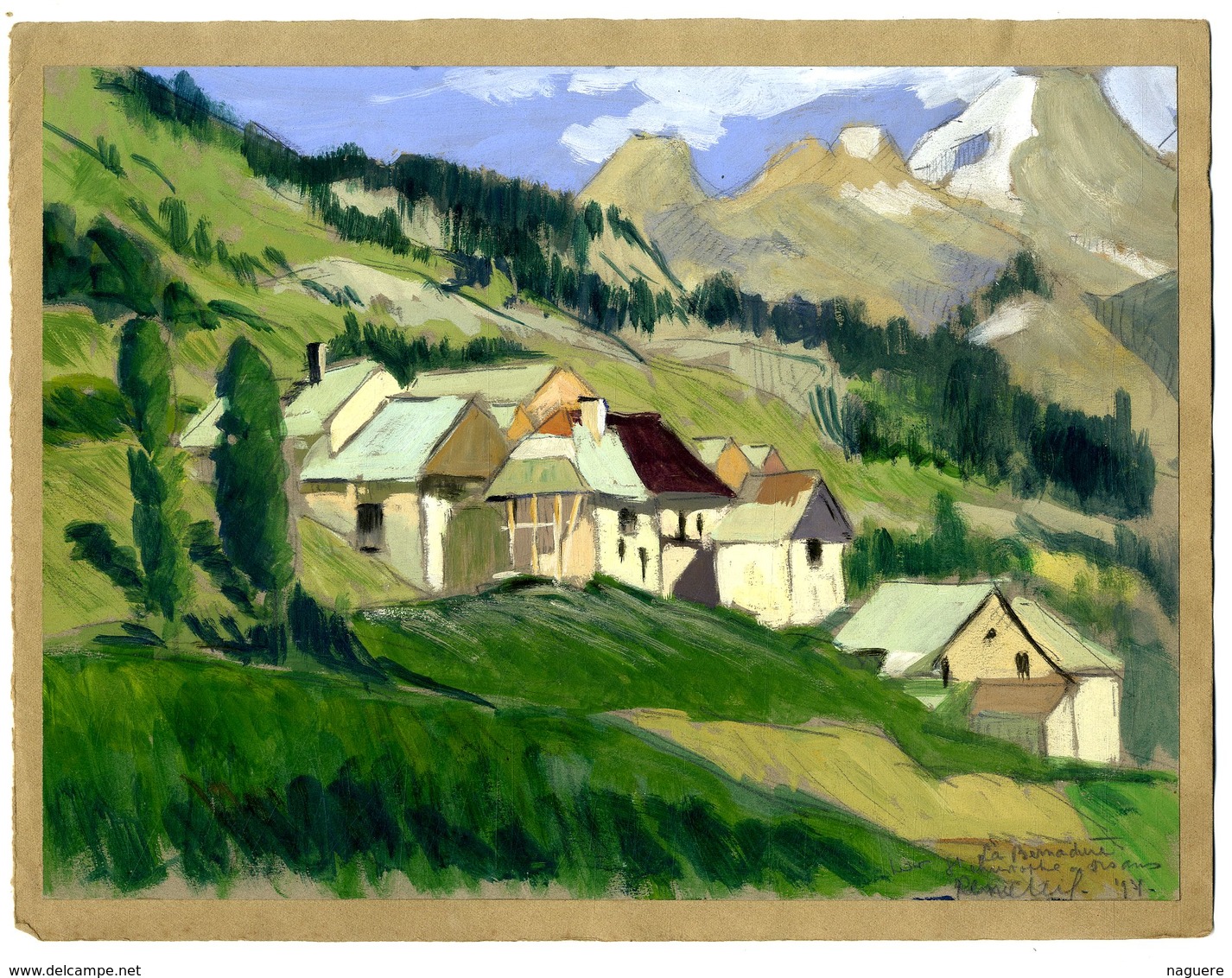 RENE TEIL   SAINT CRISTOPHE EN OISANS LA BERNADIERE  GOUACHE  K1935 - Gouaches