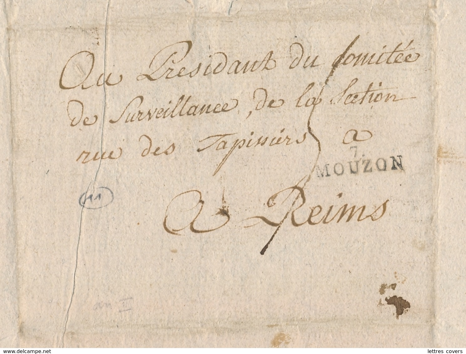 MOUZON ARDENNES REVOLUTION - ARRESTATION RECHERCHE PRETRE EMIGRÉ - LETTRE 9 FRIMAIRE MARQUE POSTALE - Historical Documents