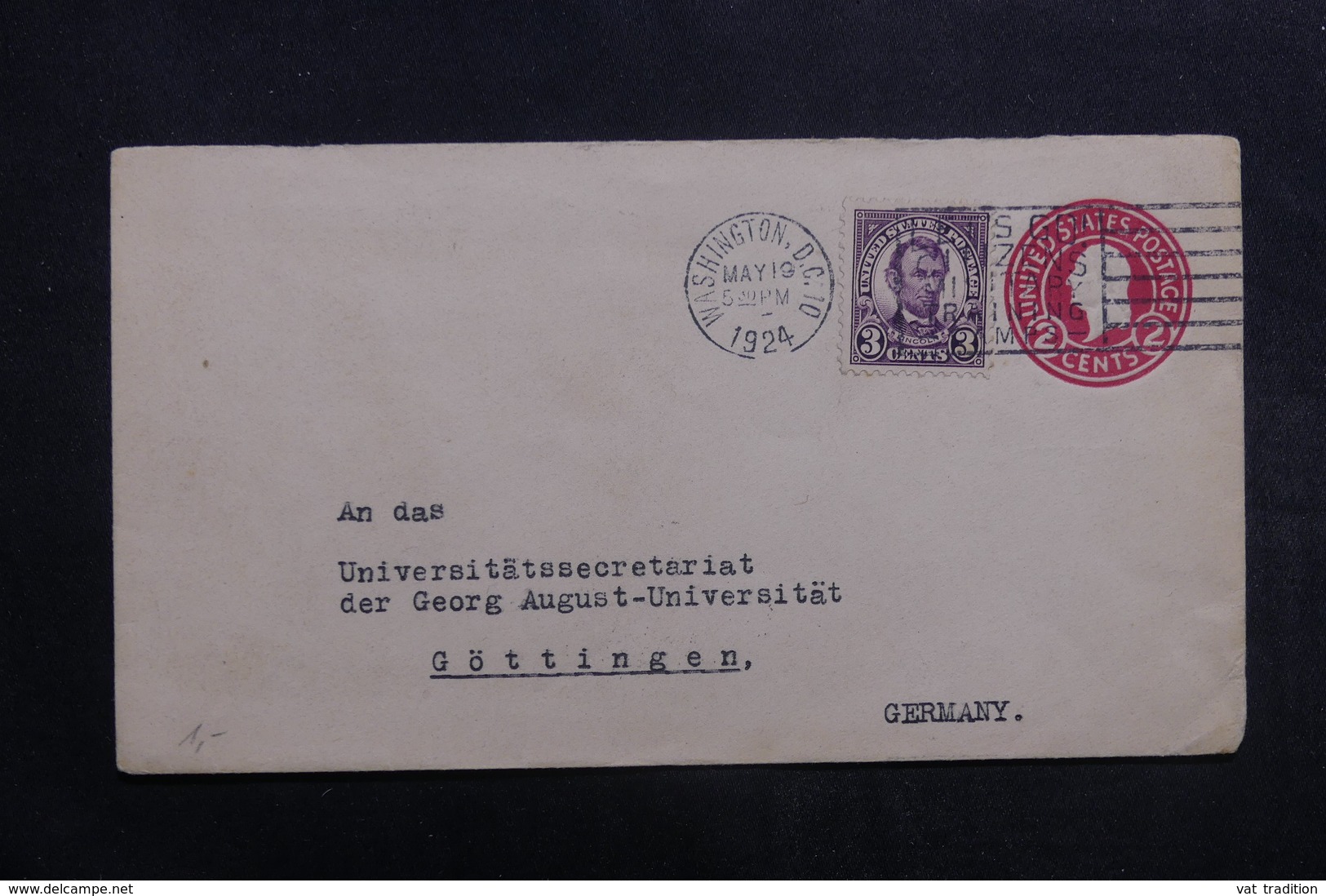 ETATS UNIS - Entier Postal + Complément De Washington Pour L 'Allemagne En 1924 - L 40038 - 1921-40