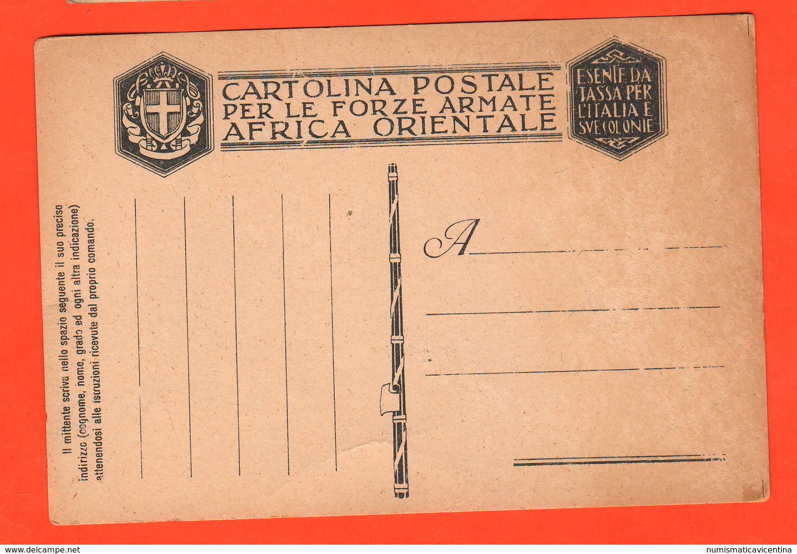 Franchigia AOI Posta Militare Africa Orientale Somalia 1935 Cartolina Postale - Militaria