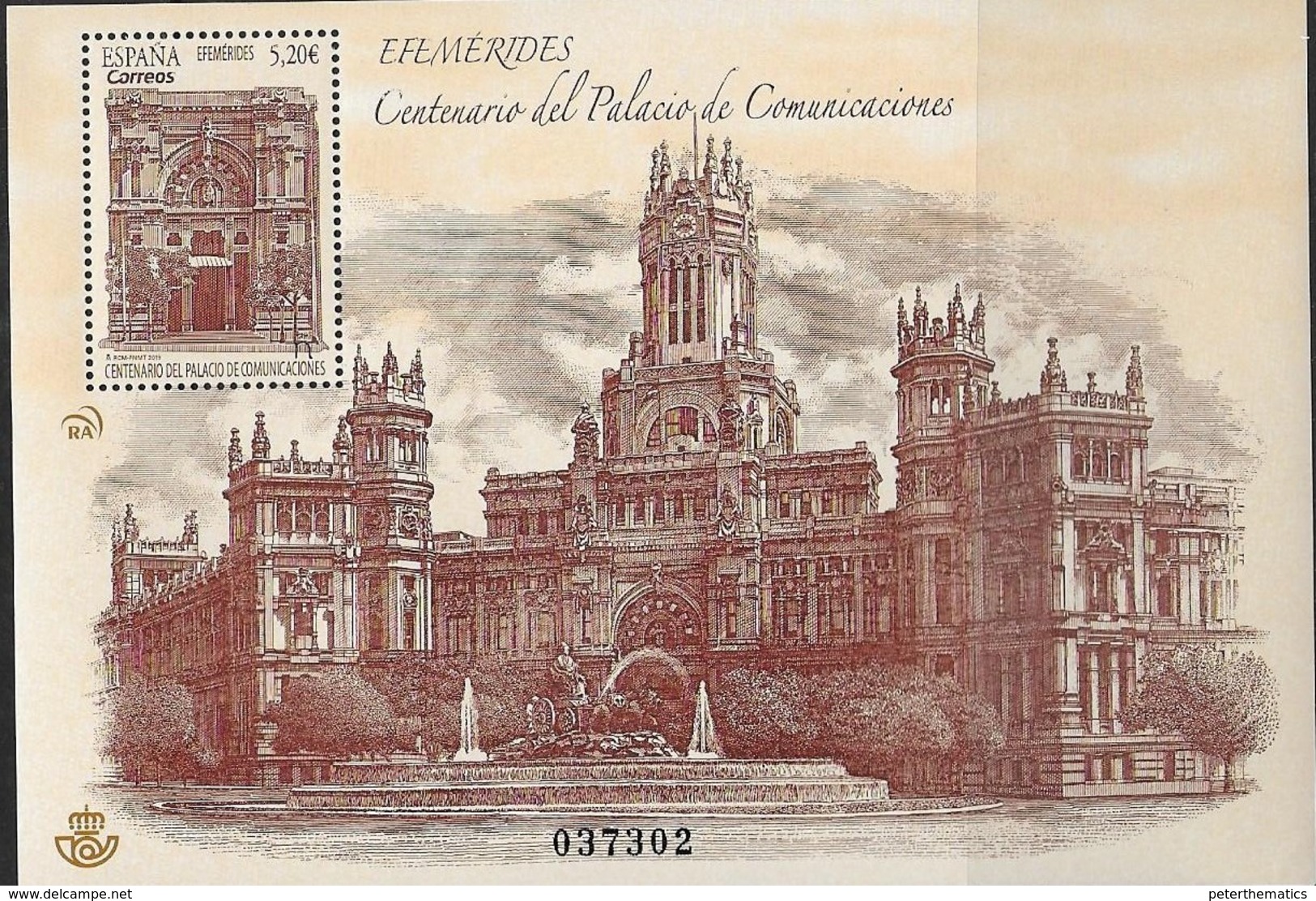 SPAIN, 2019, MNH,  ARCHITECTURE, COMMUNICATIONS PALACE, S/SHEET - Other & Unclassified