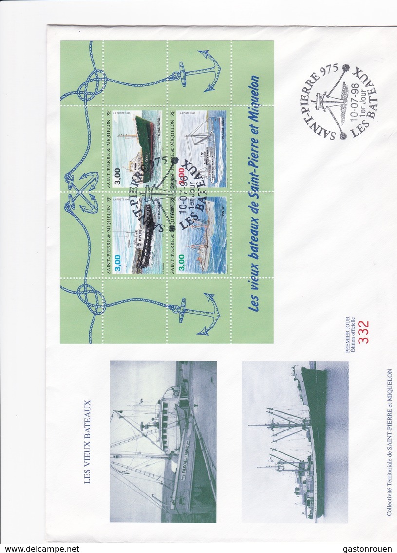 FDC PREMIER JOUR  Saint-Pierre Et Miquelon 1996 Feuillet 5 Bateaux - FDC