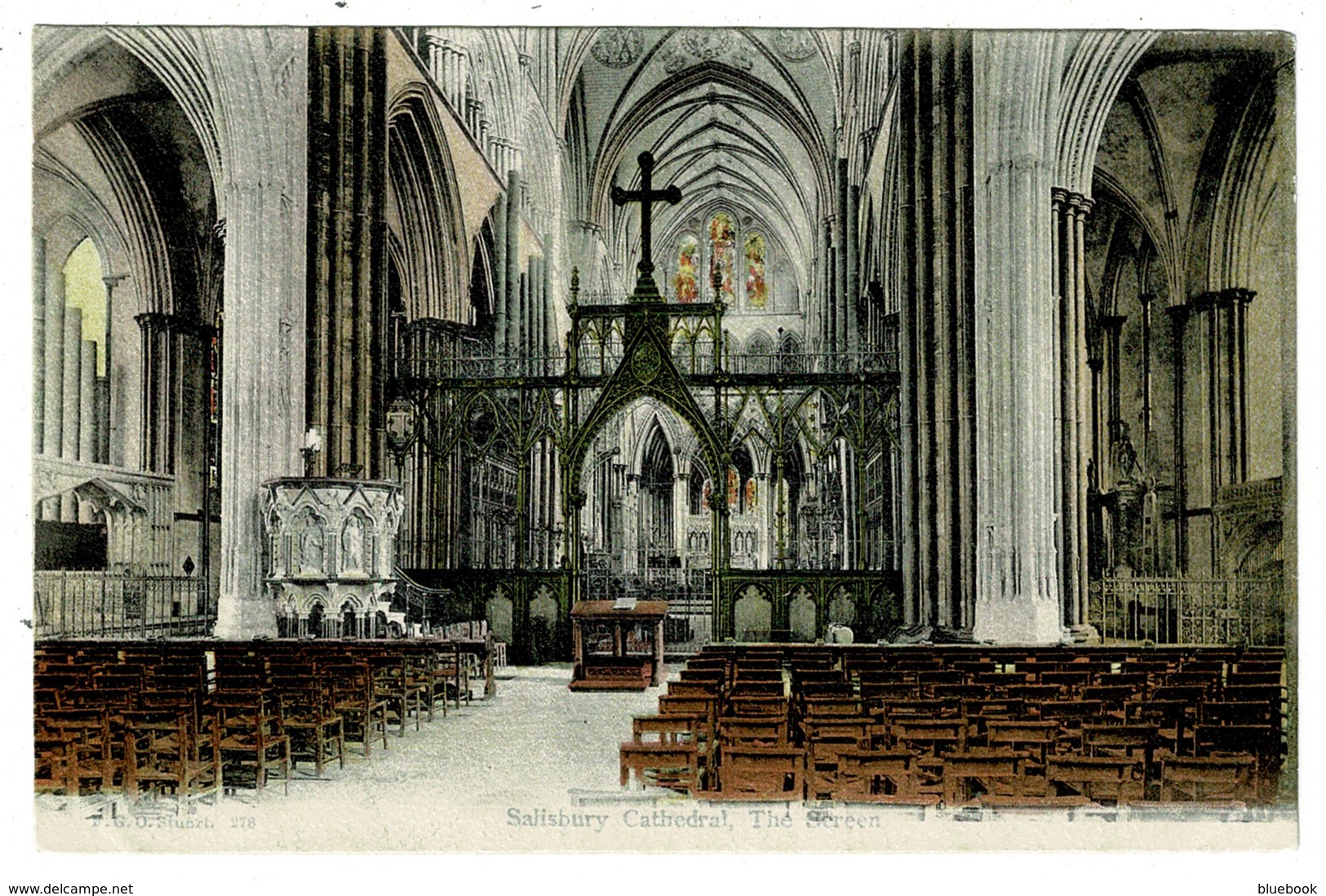 Ref 1323 - Early FGO F.G.O. Stuart Postcard - The Screen Salisbury Cathedral - Wiltshire - Salisbury