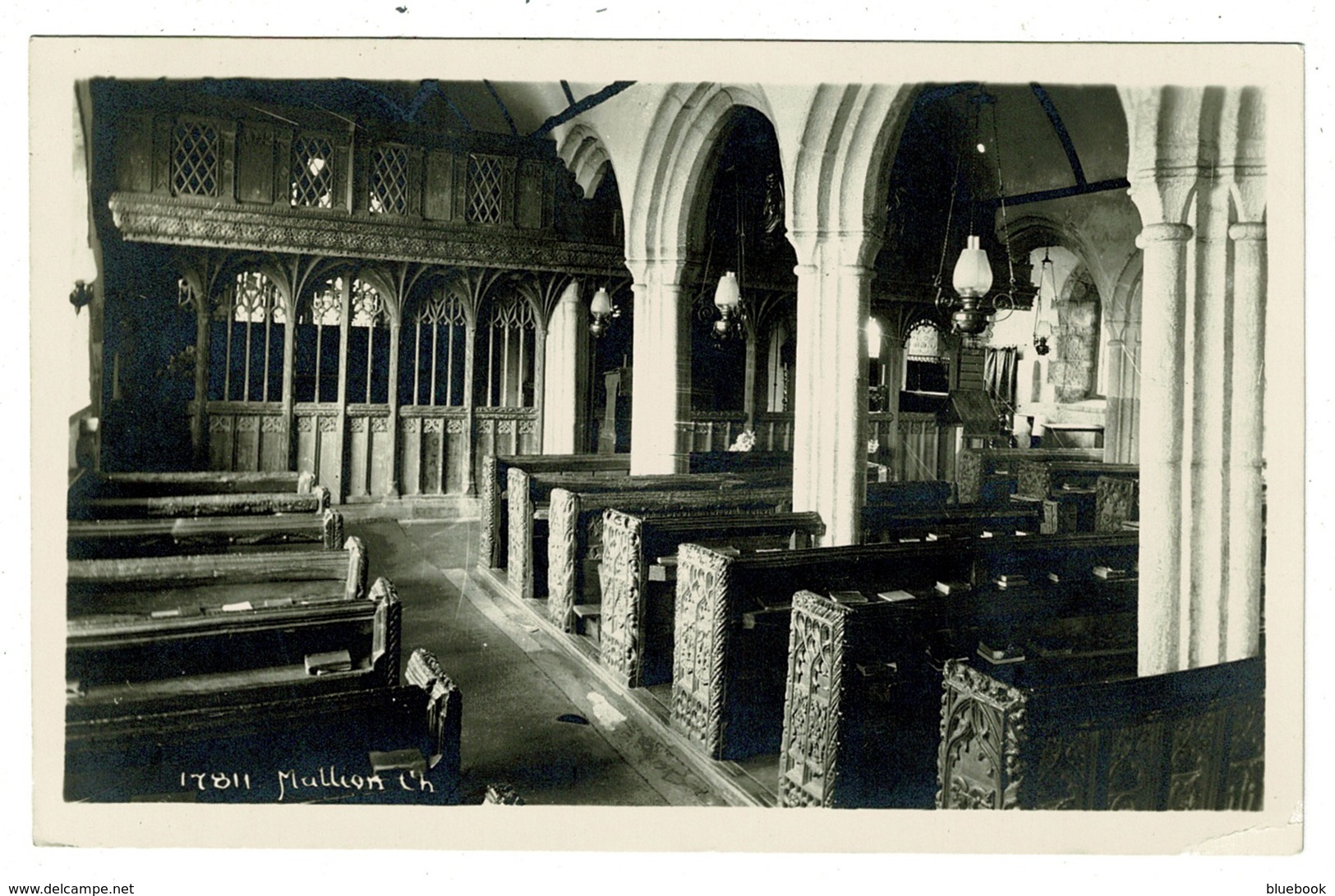 Ref 1323 - A.H. Hawke Real Photo Postcard - Interior Mullion Church Cornwall - Other & Unclassified