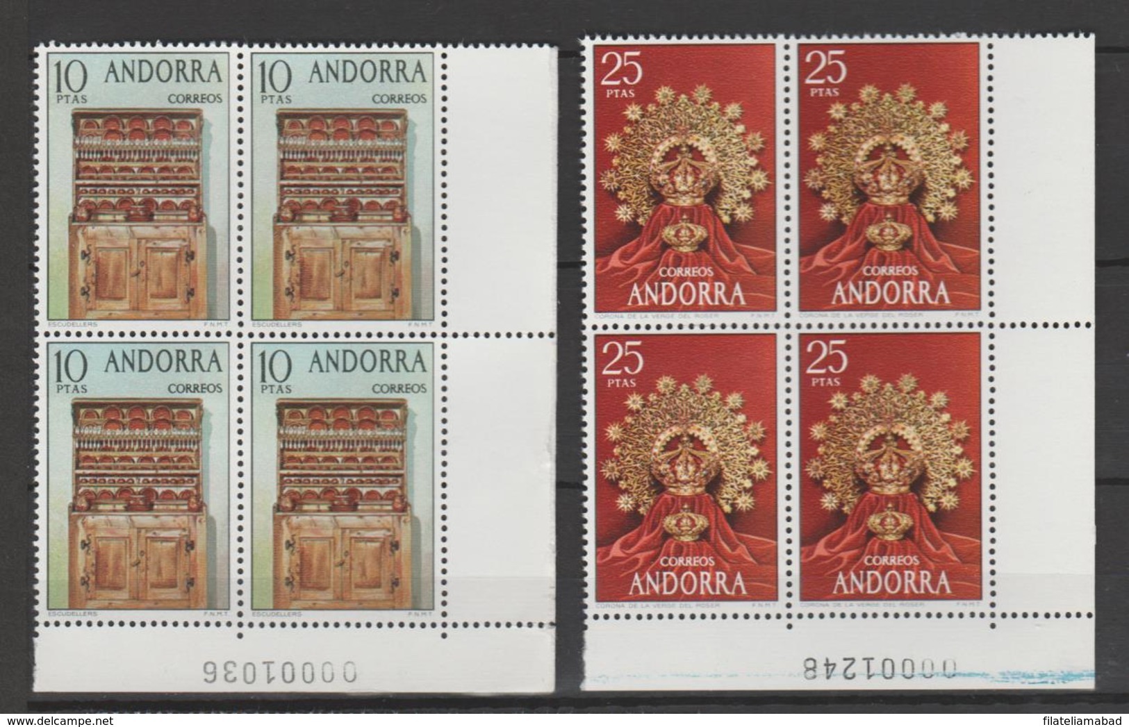 ANDORRA CORREO ESPAÑOL ESTOS SELLOS EN BLOQUE DE 4 O SIMILARES SIN CHARNELA (L.B.4.1) - Unused Stamps