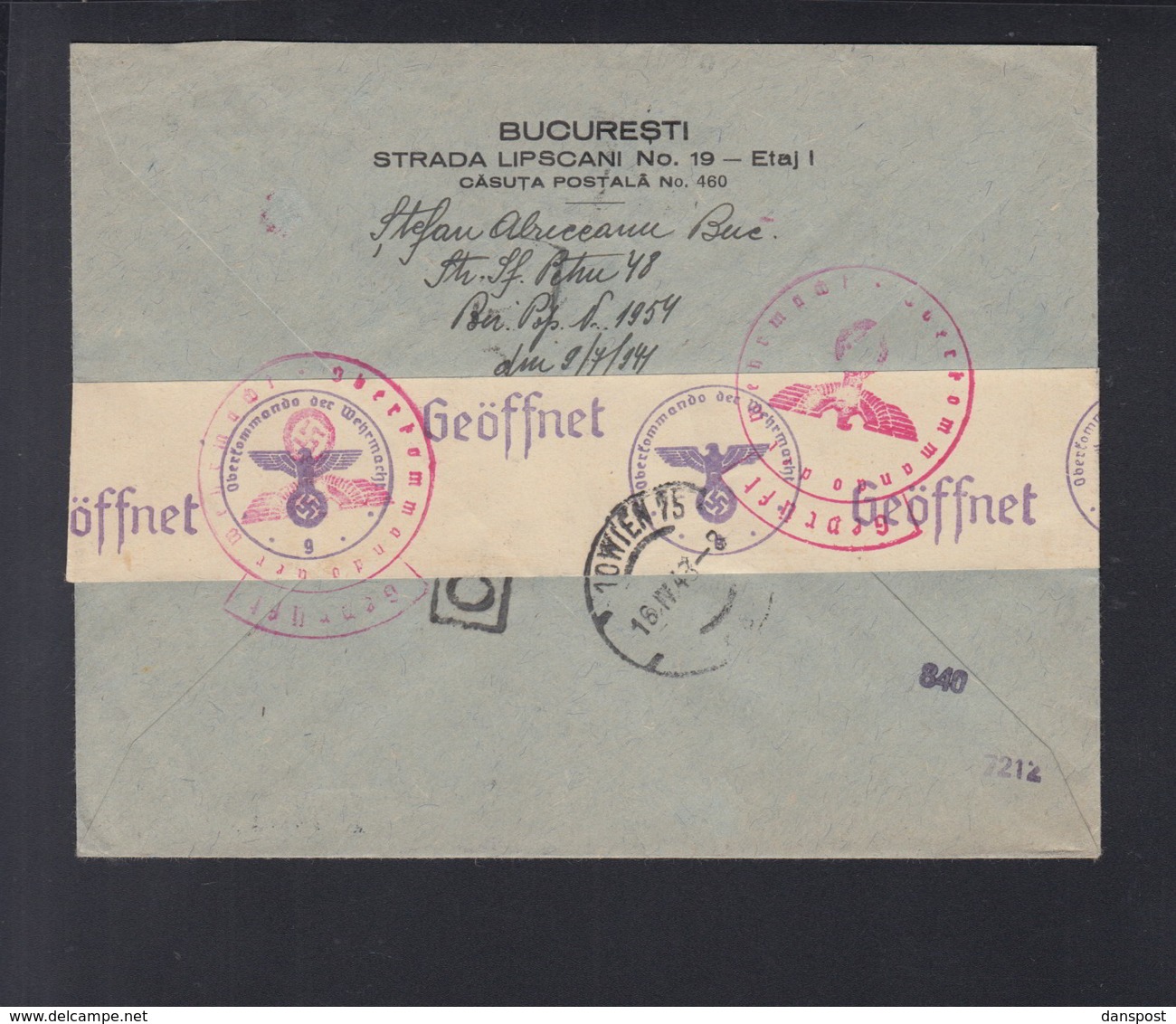 Romania Banca Agricola Registered Cover 1943 To Vienna Censor - World War 2 Letters