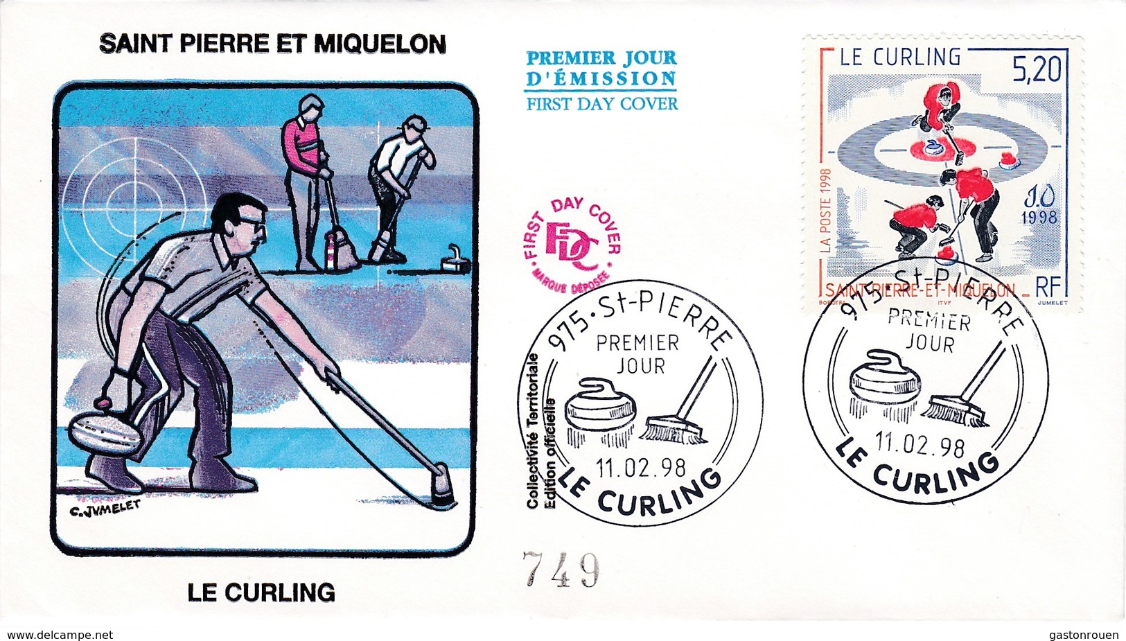 FDC PREMIER JOUR  Saint-Pierre Et Miquelon 1998 670 Jeux Olympiques Nagano Curling - FDC