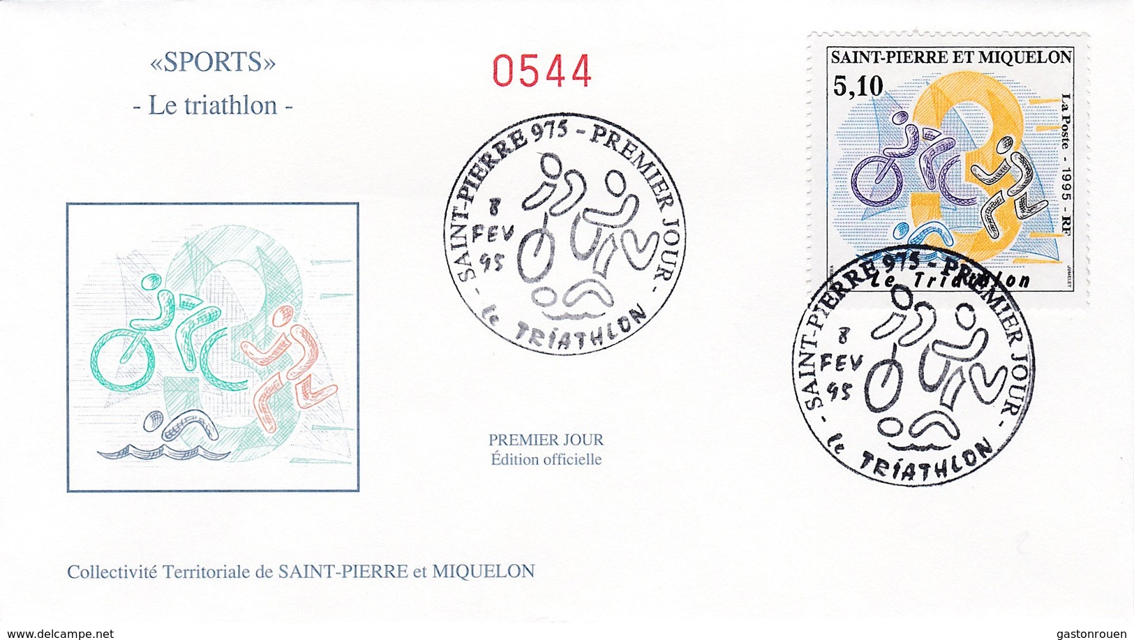 FDC PREMIER JOUR  Saint-Pierre Et Miquelon 1995 610 Sport Triathlon - FDC