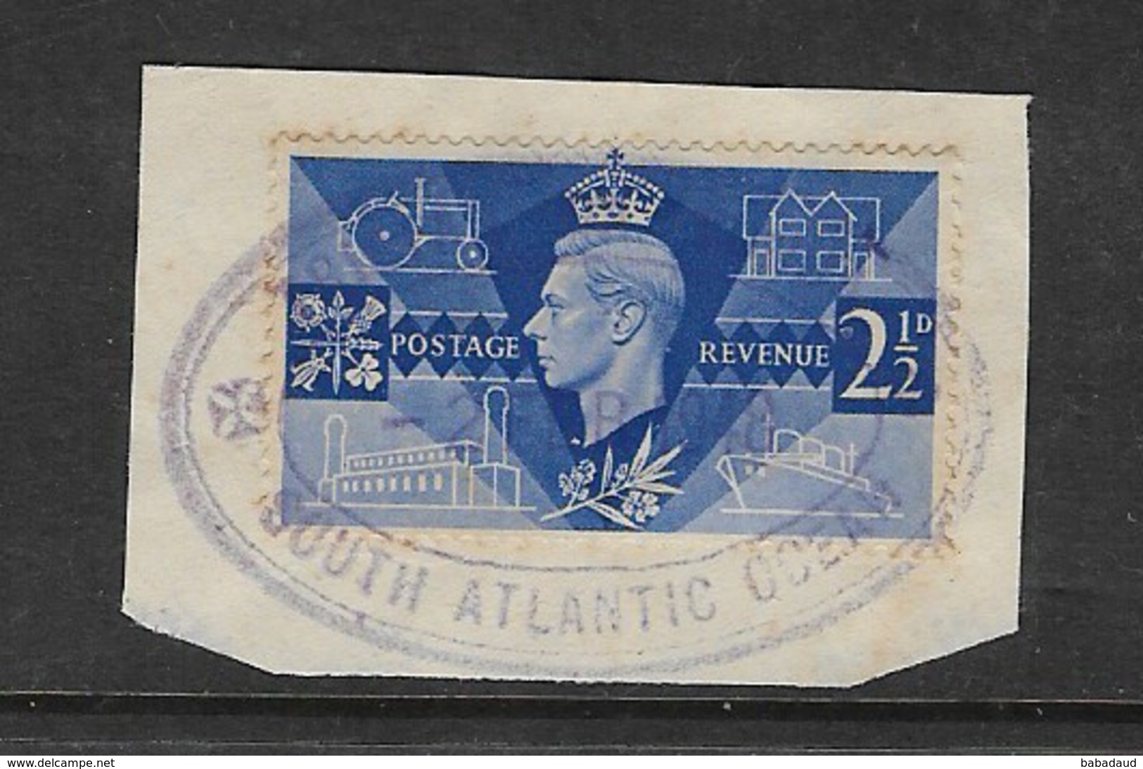 TRISTAN DA CUNHA SOUTH ATLANTIC OCEAN, 2 FE 48 Cachet On GB 2 1/2d On Fragment - Tristan Da Cunha