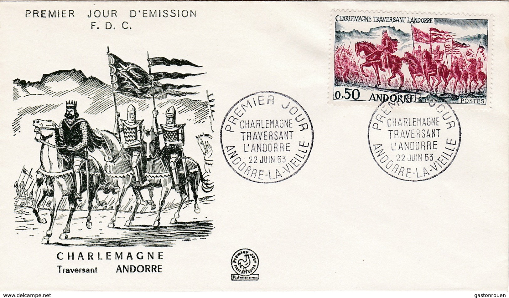 FDC PREMIER JOUR  Andorre 1963 167 Charlemagne - FDC