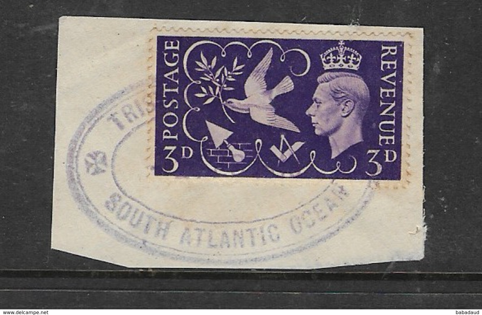 TRISTAN DA CUNHA SOUTH ATLANTIC OCEAN, 2 FE 48 Cachet On GB 3d On Fragment - Tristan Da Cunha