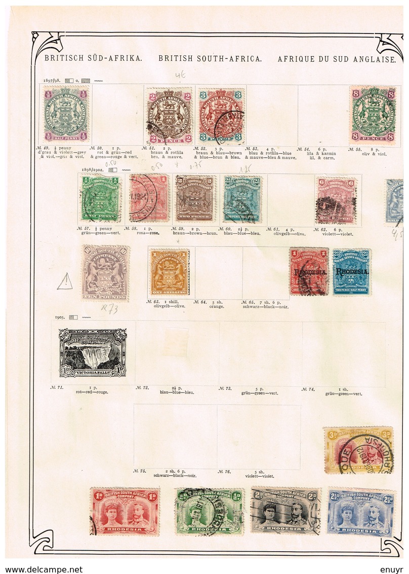 Colonies et territoires britanniques ancienne collection sur feuilles d'époque