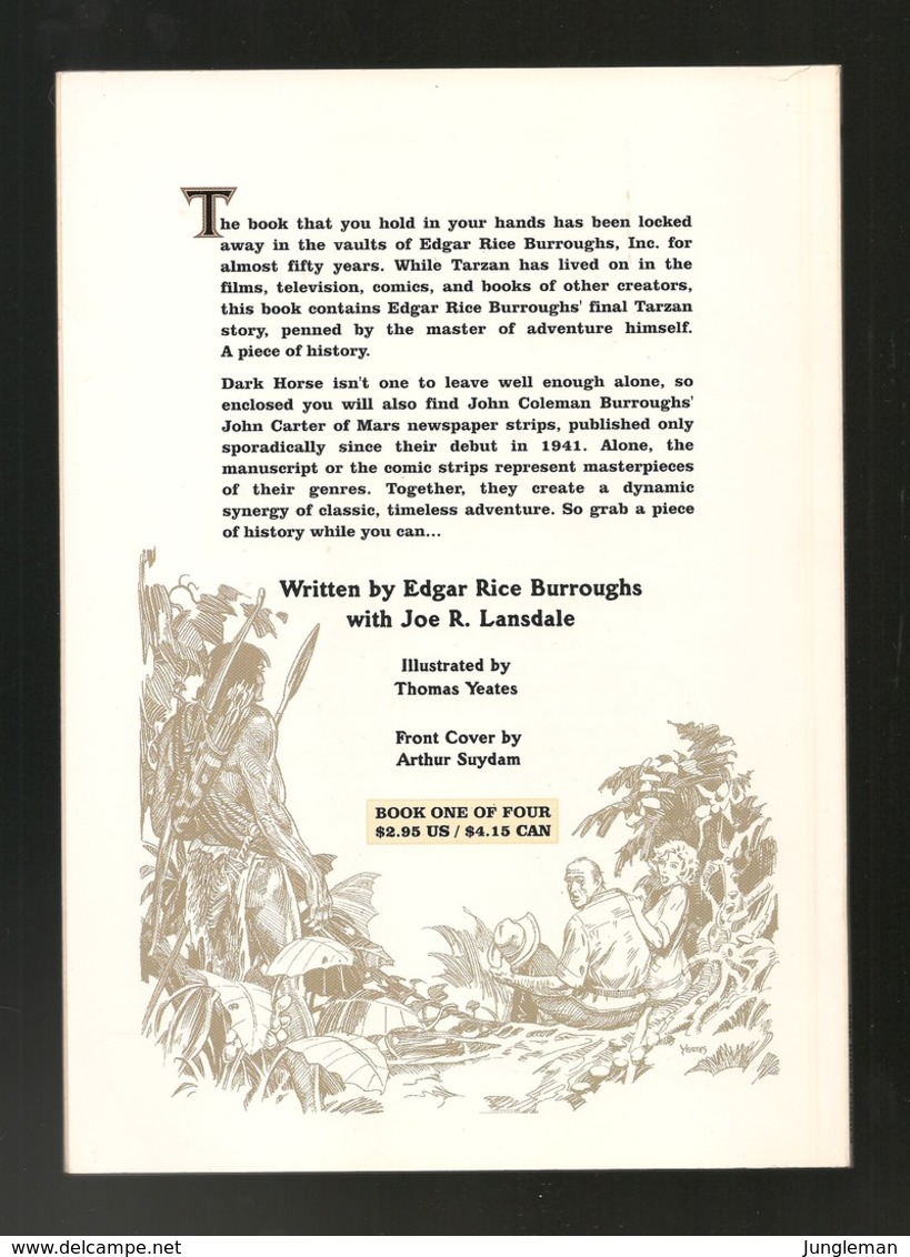 Tarzan The Lost Adventure Vol 1 N° 1 - Roman - Dark Horse Comics - En Anglais - Janvier 1995 - John Carter En BD - TBE - Altri & Non Classificati