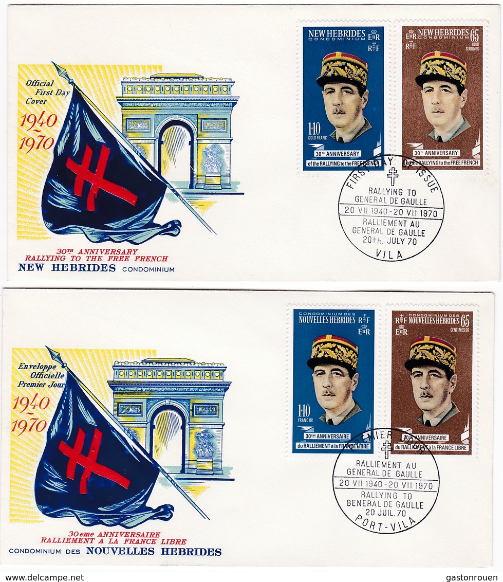 FDC PREMIER JOUR  Nouvelles New Hébrides 1970 2 FDC Général De Gaulle - FDC