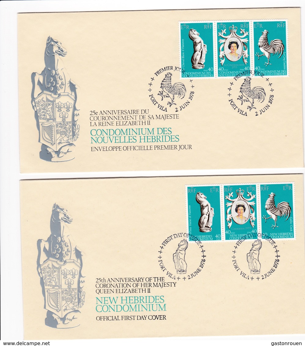 FDC PREMIER JOUR  Nouvelles New Hébrides 2 FDC 1978 Elisabeth II - FDC