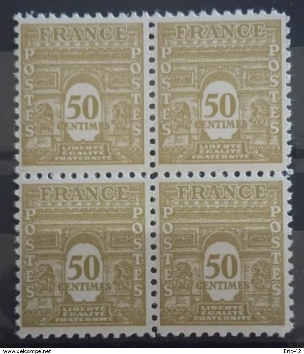 FRANCE N°623 Bloc De 4 Arc De Triomphe De L'Etoile Neuf** MNH - 1944-45 Triomfboog