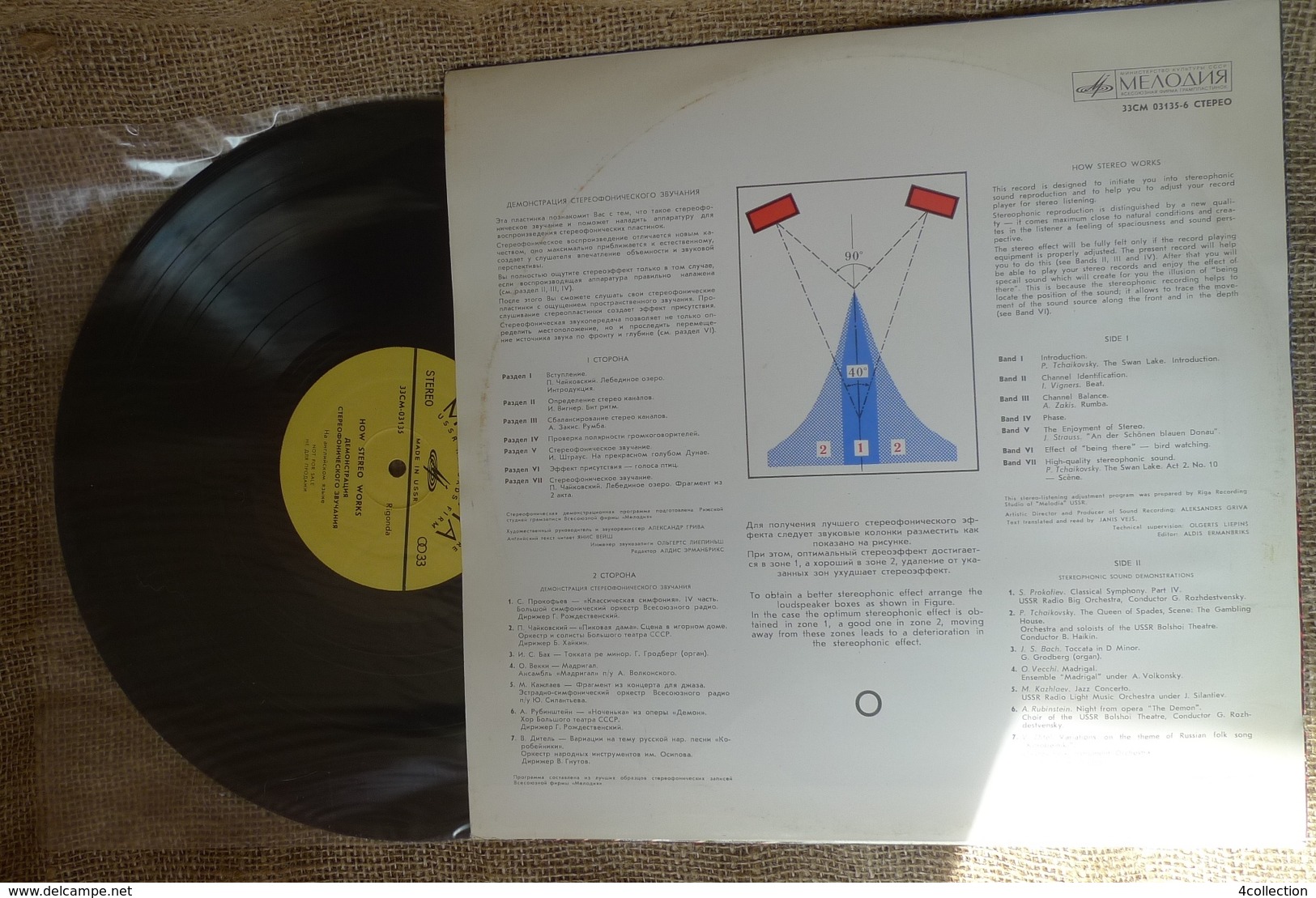 Vinyl Records Stereo 33rpm LP How Stereo Works Rigonda Stereophonic Sound Demonstrations Melodiya Melodia USSR - Other & Unclassified