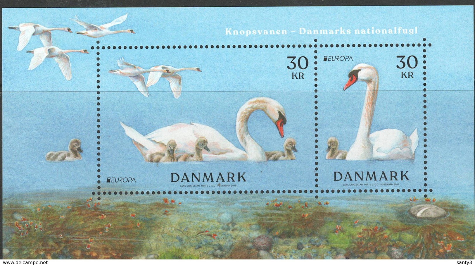 Denemarken Yv Jaar 2019, Europa Cept, Zwanen, Postfris (MNH) Hoge Waarde, - Blocs-feuillets