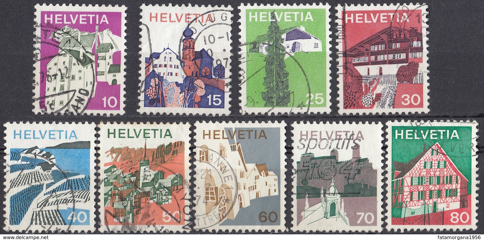 HELVETIA - SUISSE - SVIZZERA - 1973 -  Lotto Di 9 Valori Usati: Yvert 934/942. - Usati