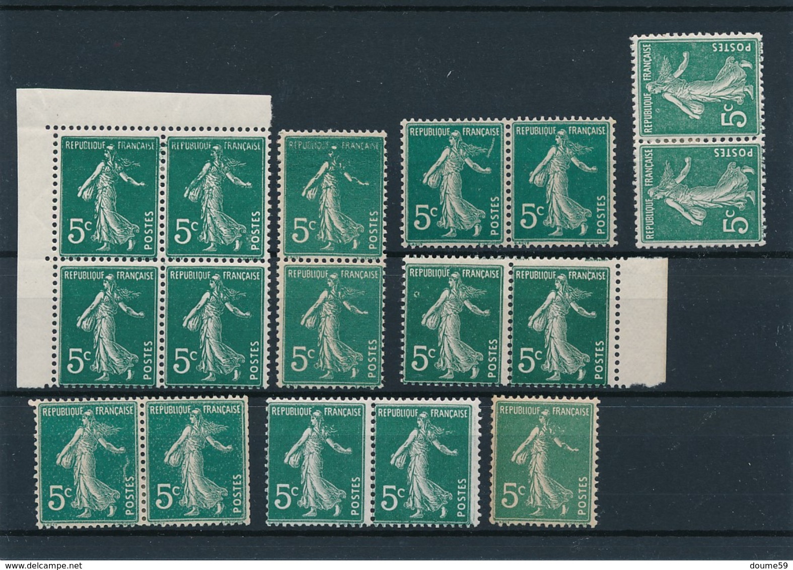 CX-247: FRANCE: Lot Avec N° 137**/* (variétés) - 1906-38 Semeuse Camée