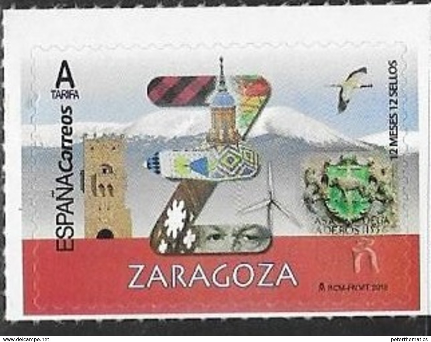 SPAIN, 2019, MNH, 12 MONTHS 12 STAMPS,  ZARAGOZA, MOUNTAINS, BIRDS, CRESTS,    1v - Other & Unclassified