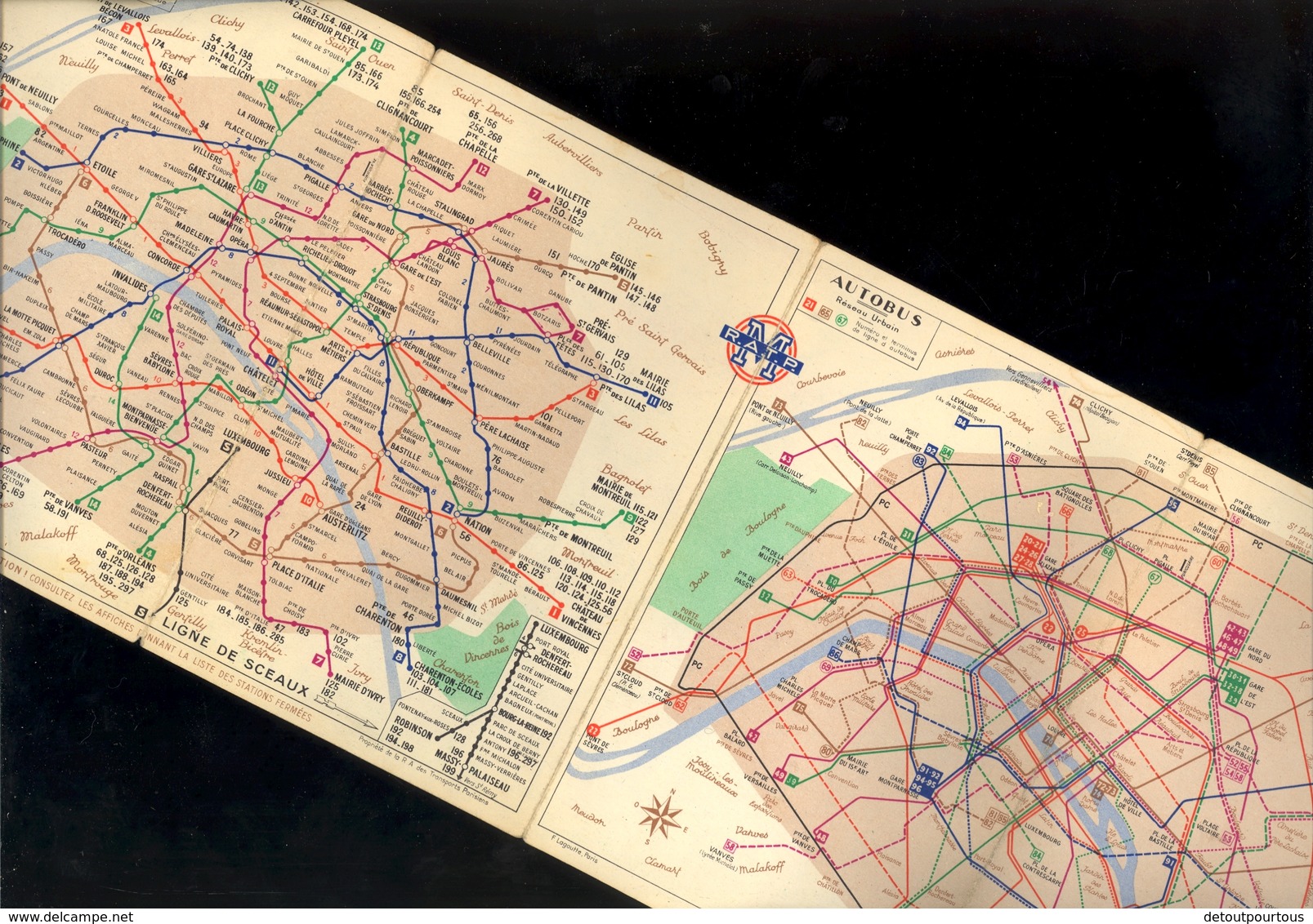 Ticket De Métro Métropolitain RATP Paris + Plan Bus Autobus Métro + Carte Hebdomadaire Travail 1949 Tickets Pub Monsavon - Europe