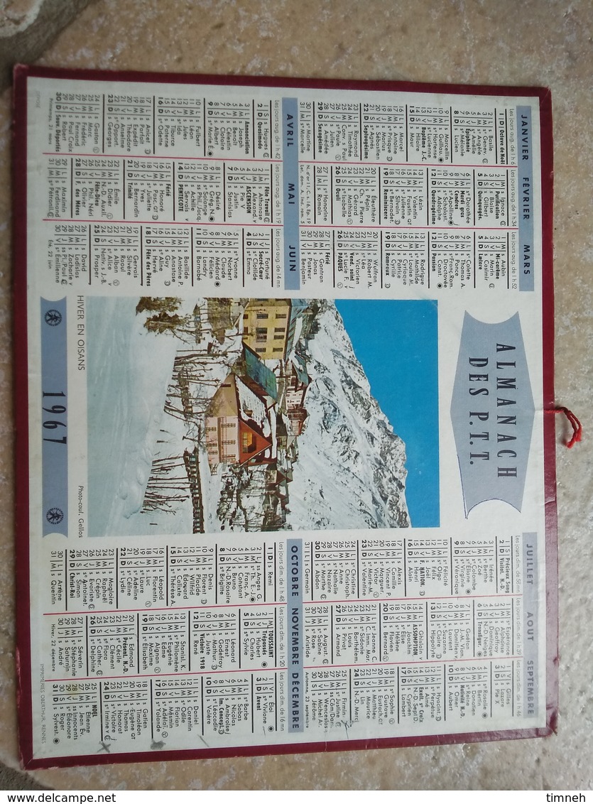 1967 - ALMANACH DES P.T.T OBERTHUR - 92 HAUTS DE SEINE - 1967 HIVER EN OISANS - Grand Format : 1991-00