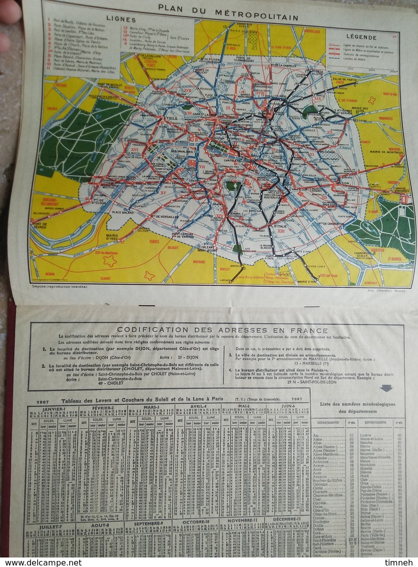 1967 - ALMANACH DES P.T.T OBERTHUR - 92 HAUTS DE SEINE - 1967 HIVER EN OISANS - Big : 1991-00