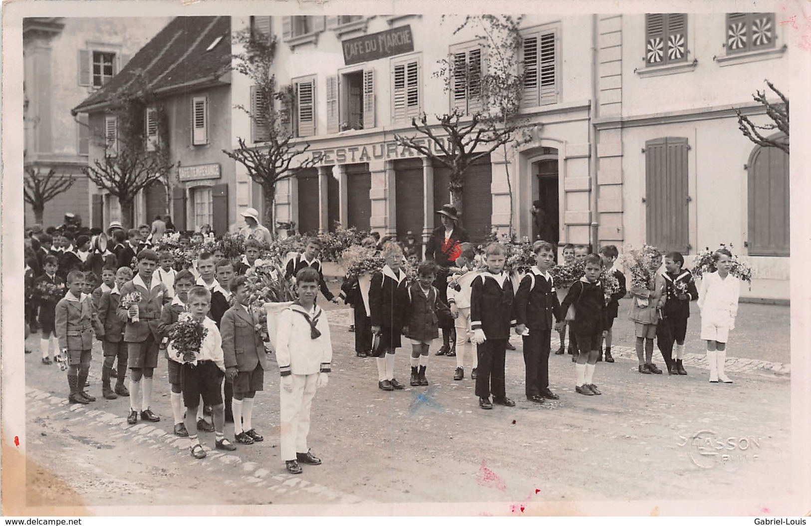 Bulle Fête Dieu 1935 - Café Du Marché - - Bulle