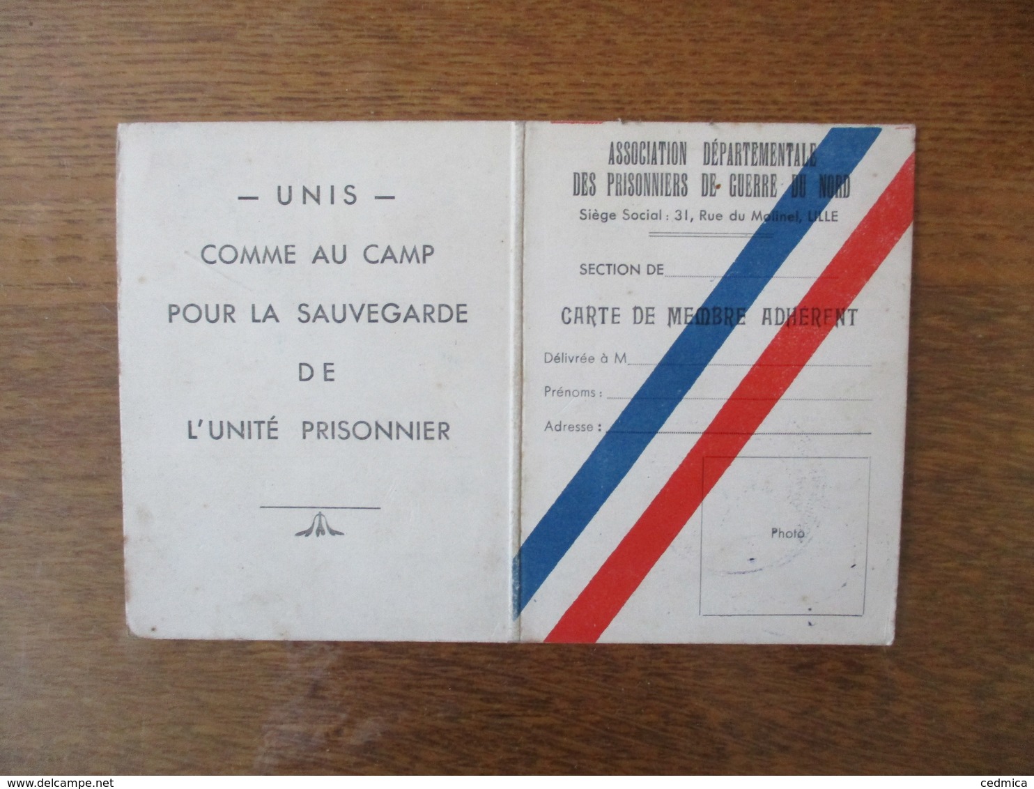 ASSOCIATION DEPARTEMENTALE DES PRISONNIERS DE GUERRE DU NORD CARTE SORIAUX ROGER STALAG I A N°25070 TIMBRE 1945 - Documents