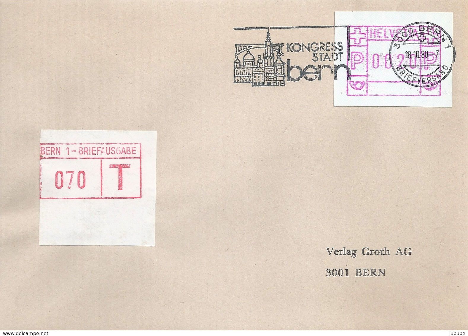 Taxierter Brief  "Verlag Groth, Bern"             1980 - Francobolli Da Distributore