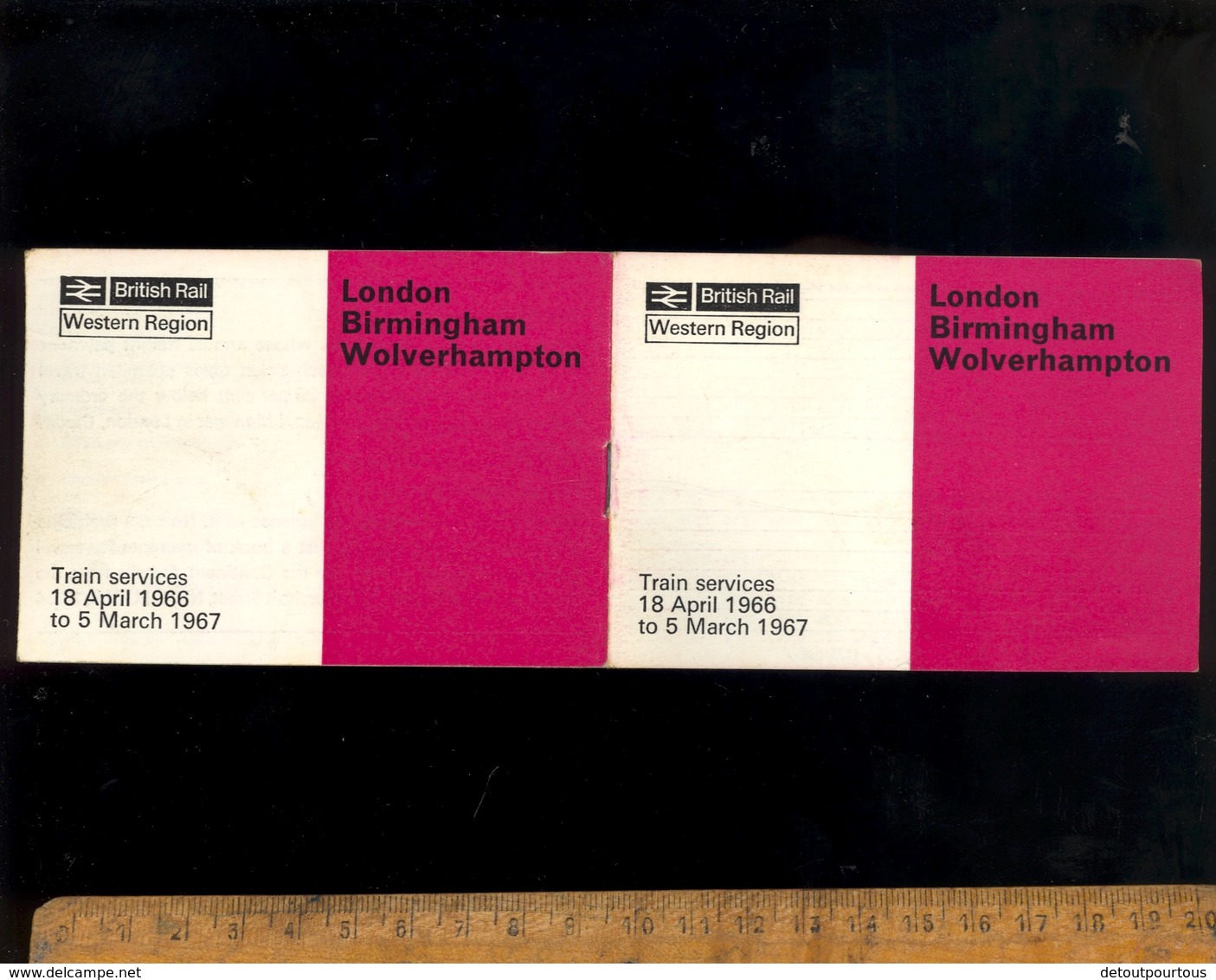 Train Time Table British Rail Railways Western Region London Birmingham Wolverhampton 1966 Horaires Trains - Europe