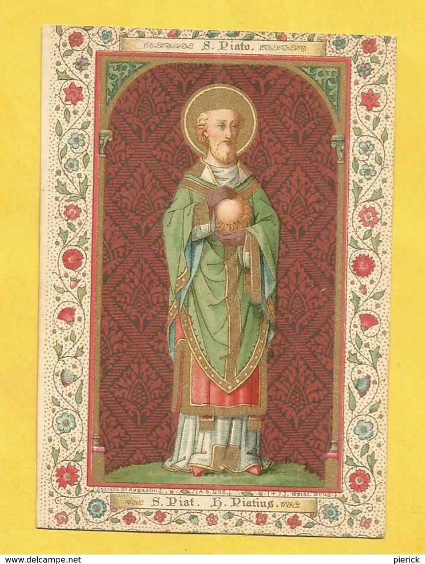 IMAGE PIEUSE HOLY CARD SAINT AUGUSTIN BRUGES BRUGGES  SAINT PIAT PIATUS MARTYR - Religion & Esotérisme