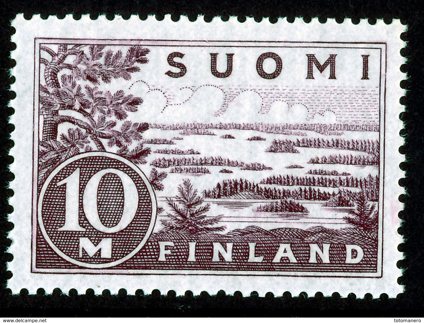 FINLAND 1930-1943 Definitive 10M Light Dark Lilac Type II, MI 156 IIb** MNH - Nuovi