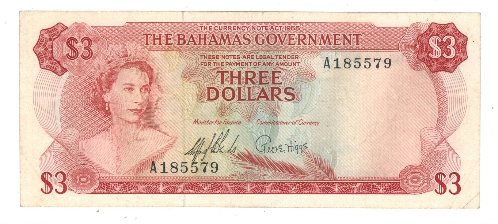 Bahamas, 3 Dollars. L.1965. XF. - Bahamas