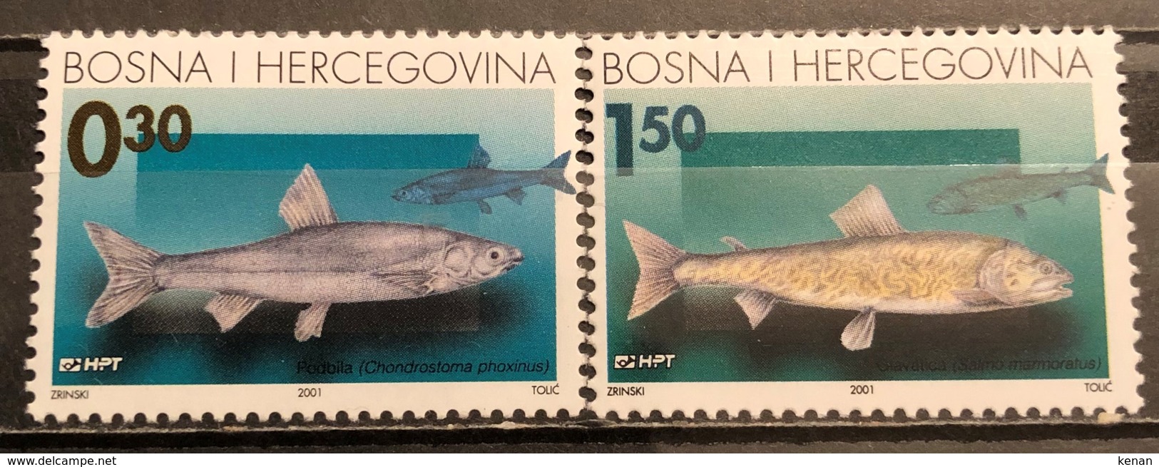 Bosnia And Hercegovina, HP Mostar 2001, Mi: 68-69 (MNH) - Fishes