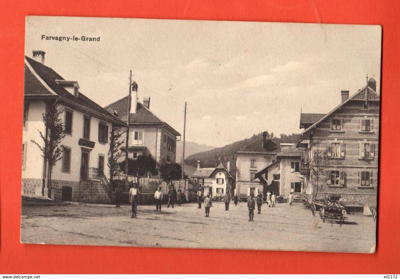 TSO-23 RARE : Farvagny-le-Grand Gibloux TRES ANIME Presque Au Garde-à-vous .Cachets Favargny Et Le Mouret 1917, - Autres & Non Classés