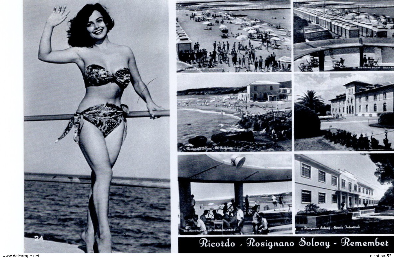 CT--O2924-- RICORDO - ROSIGNANO SOLVAY(LIVORNO)-REMEMBER - PIN UP-VIAGGIATA 1958 - Livorno