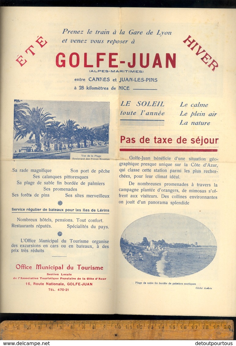 Dépliant Touristique JUAN LES PINS ANTIBES Golfe Juan  1950 - Dépliants Touristiques