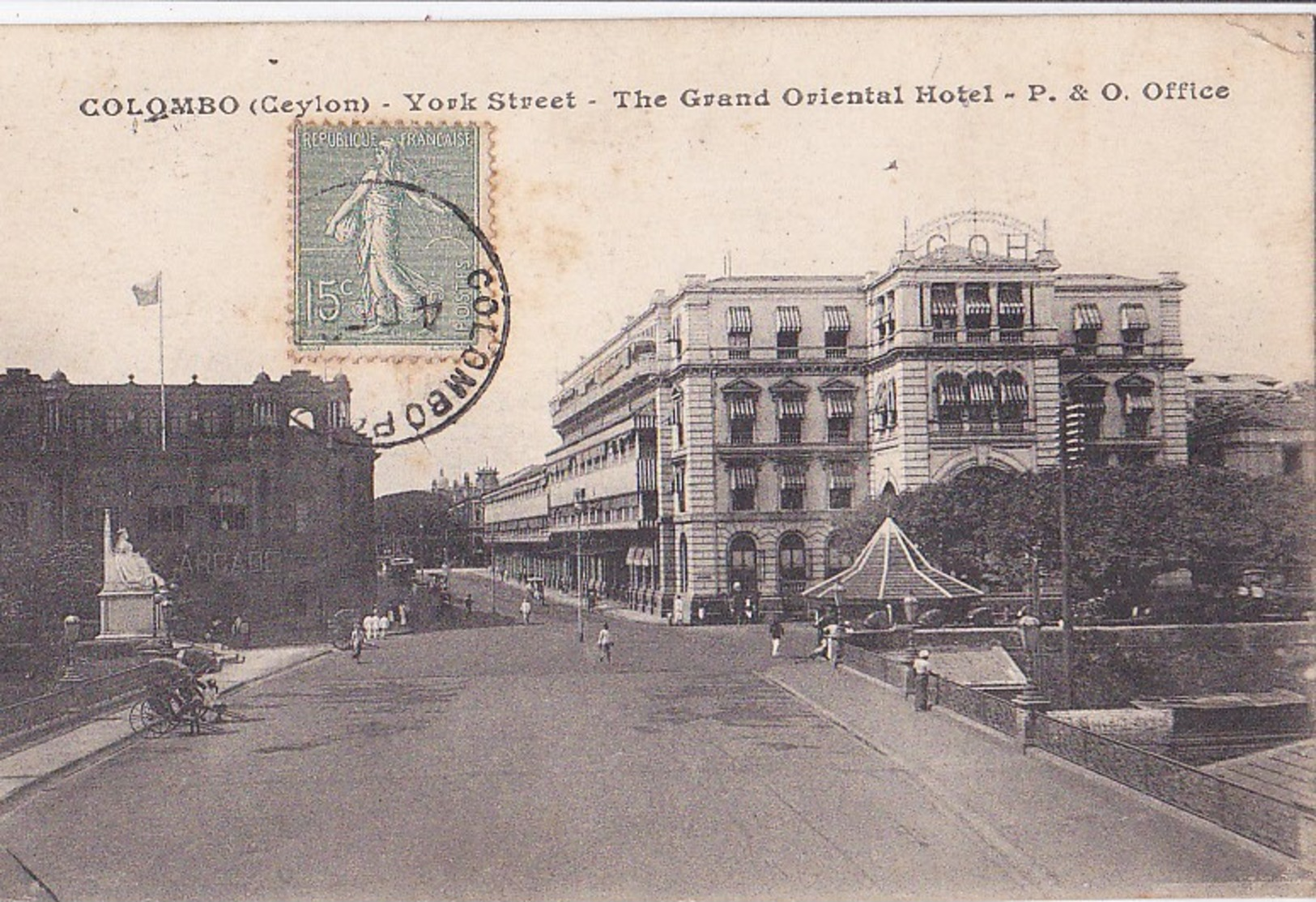 COLOMBO  York Street  The Grand Oriental Hotel - Cachet " Paquebot Jérusalem "  - RV - Sri Lanka (Ceylon)