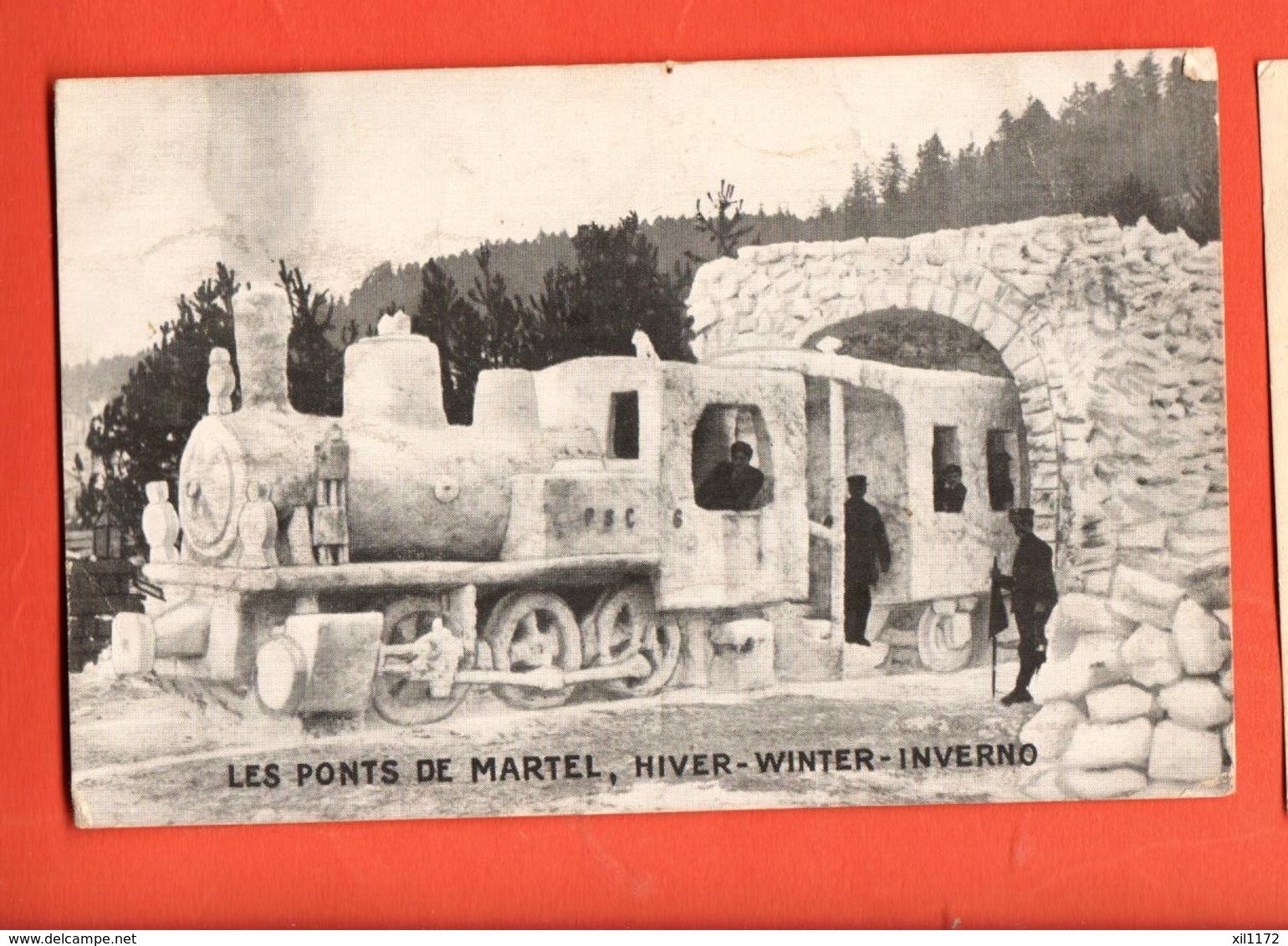 TSO-36 Les Ponts De Martel Près Chaux-de-Fonds Locomotive De Glace, ANIME. Pour Création Fonds Retraite PSC.Cachet 1924 - Ponts-de-Martel