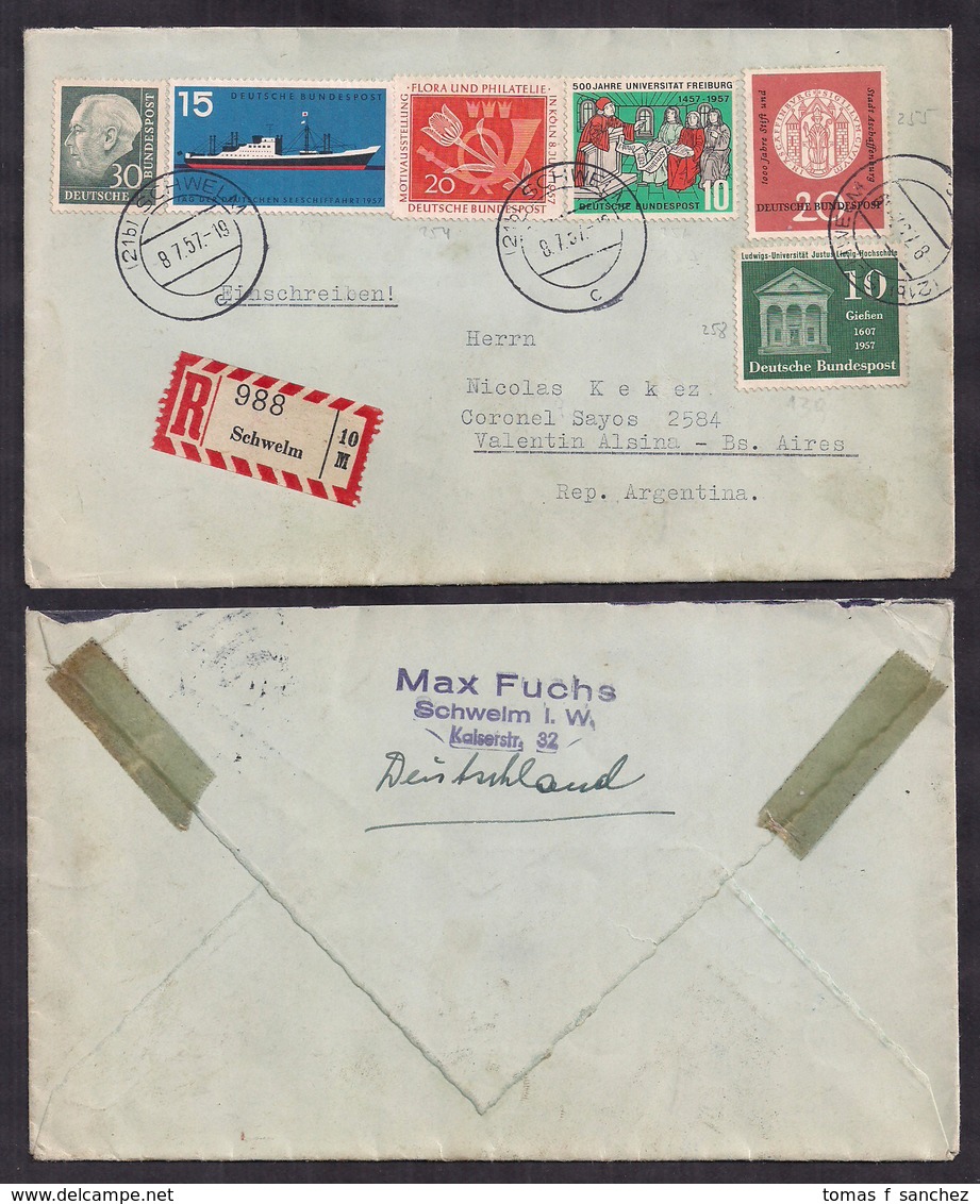 Deustche Bundespost - 1957 - Brief - Verschiedene Briefmarken - Lettres & Documents