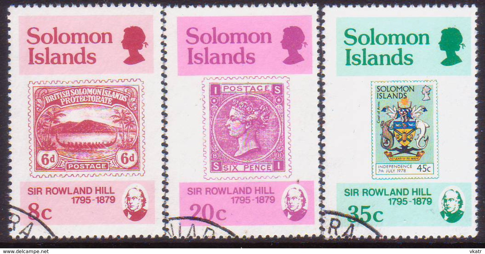 SOLOMON ISLANDS 1979 SG #384-87 Compl.set+m/s Used Sir Rowland Hill - Solomon Islands (1978-...)