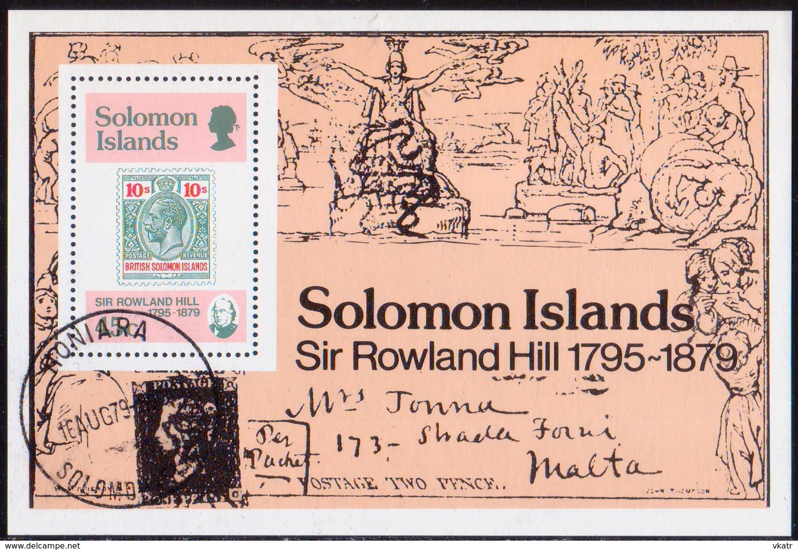 SOLOMON ISLANDS 1979 SG #384-87 Compl.set+m/s Used Sir Rowland Hill - Solomon Islands (1978-...)