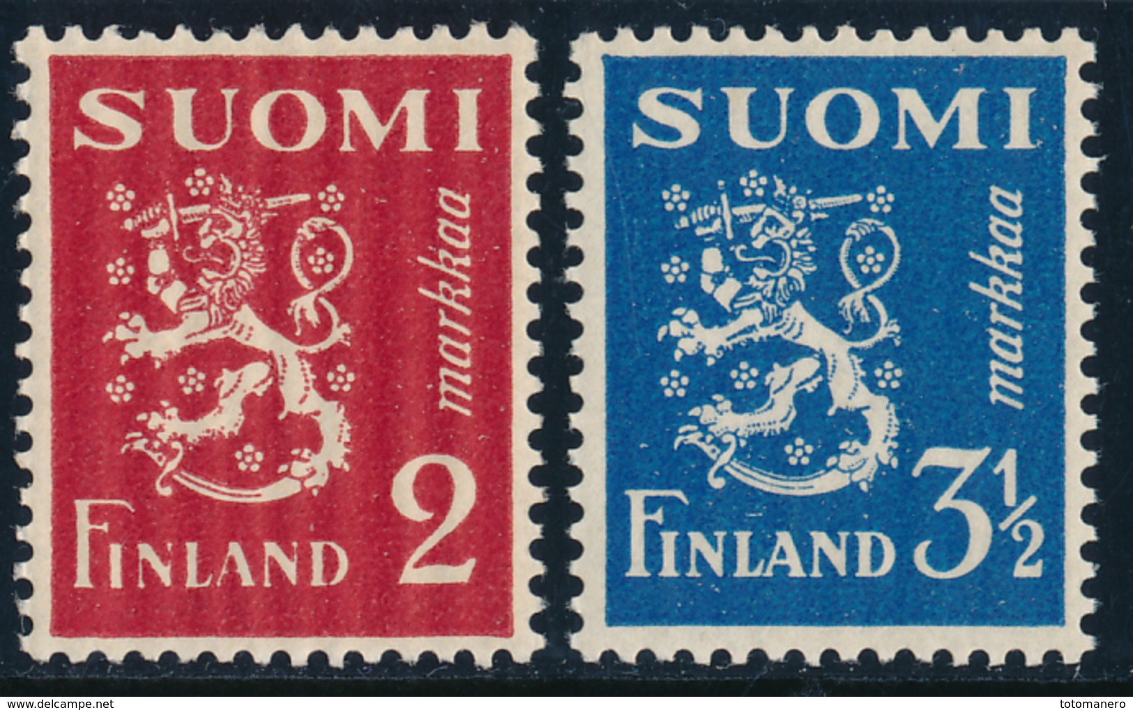 FINLAND 1936 Definitive Lions, MI 197-198**MNH - Nuovi